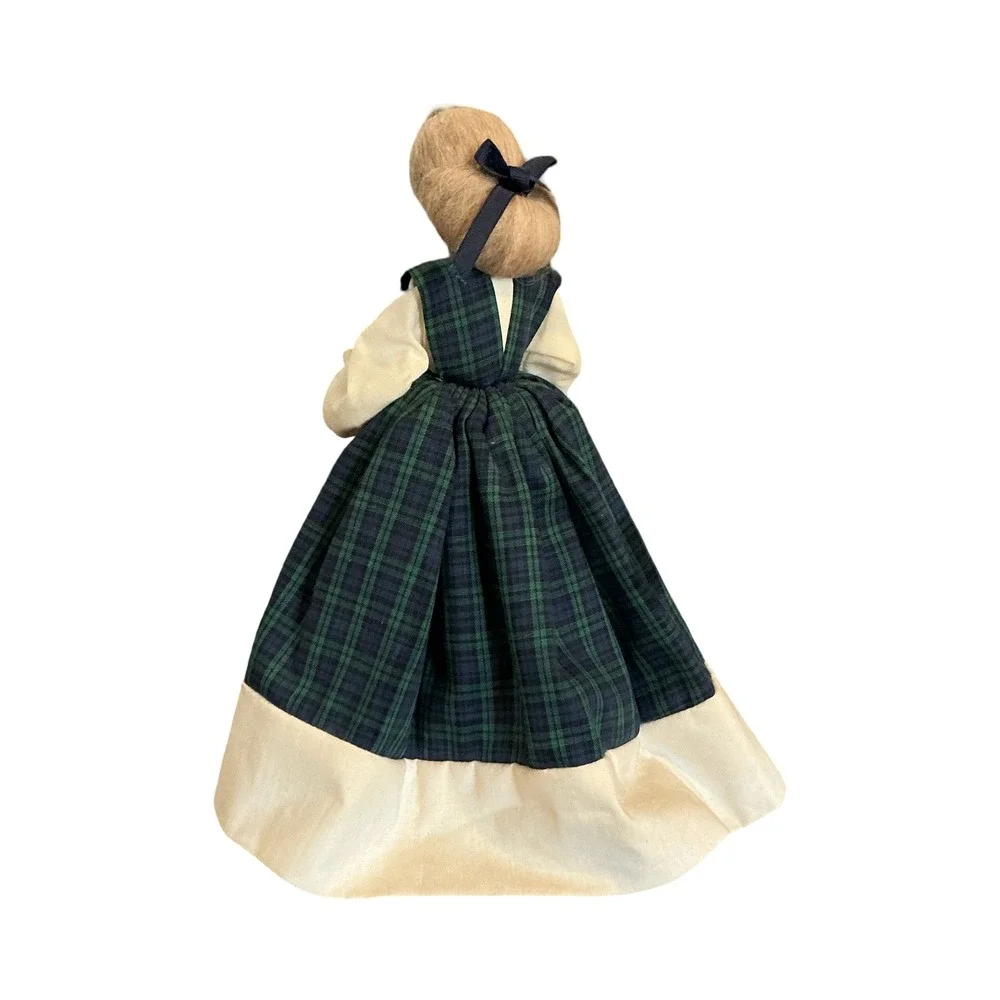 Country Crafts Vintage 10in Faceless Folk Art Doll Plaid Dress Apple Basket PA